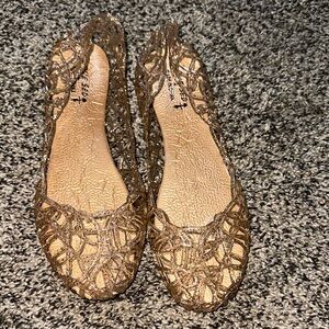 Jelly Shoes 80’s Gold/Glittery Women's Flats Size 6